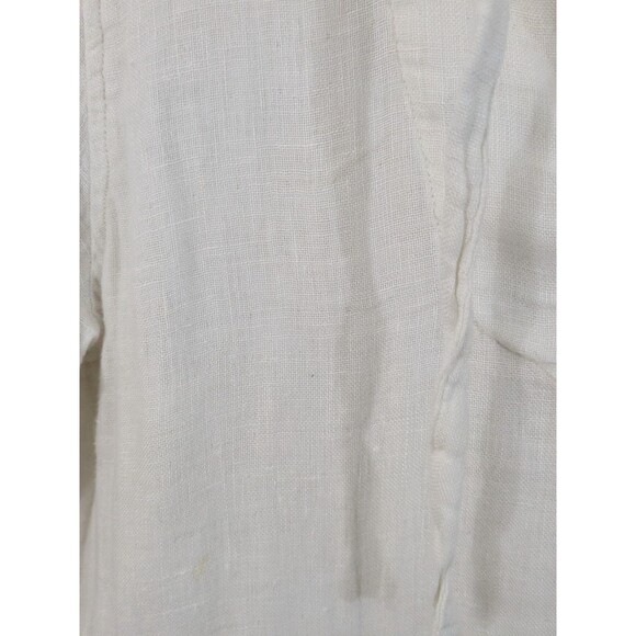 CP Shades 3/4 Sleeve White Linen Blend Blouse Top Hooded Gauzy Double Fabric S - Picture 3 of 7